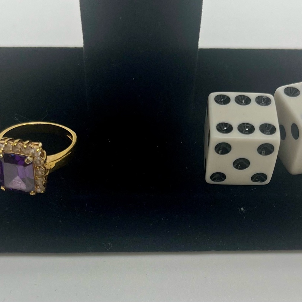 Vintage Lind purple cocktail ring 14k hge gold tone - Picture 9 of 11